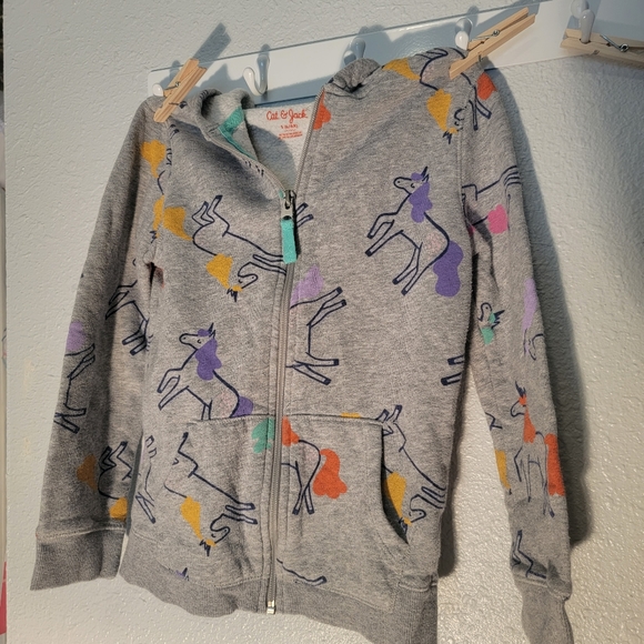 Cat and Jack unicorn zip Sweat shirt - Picture 4 of 7